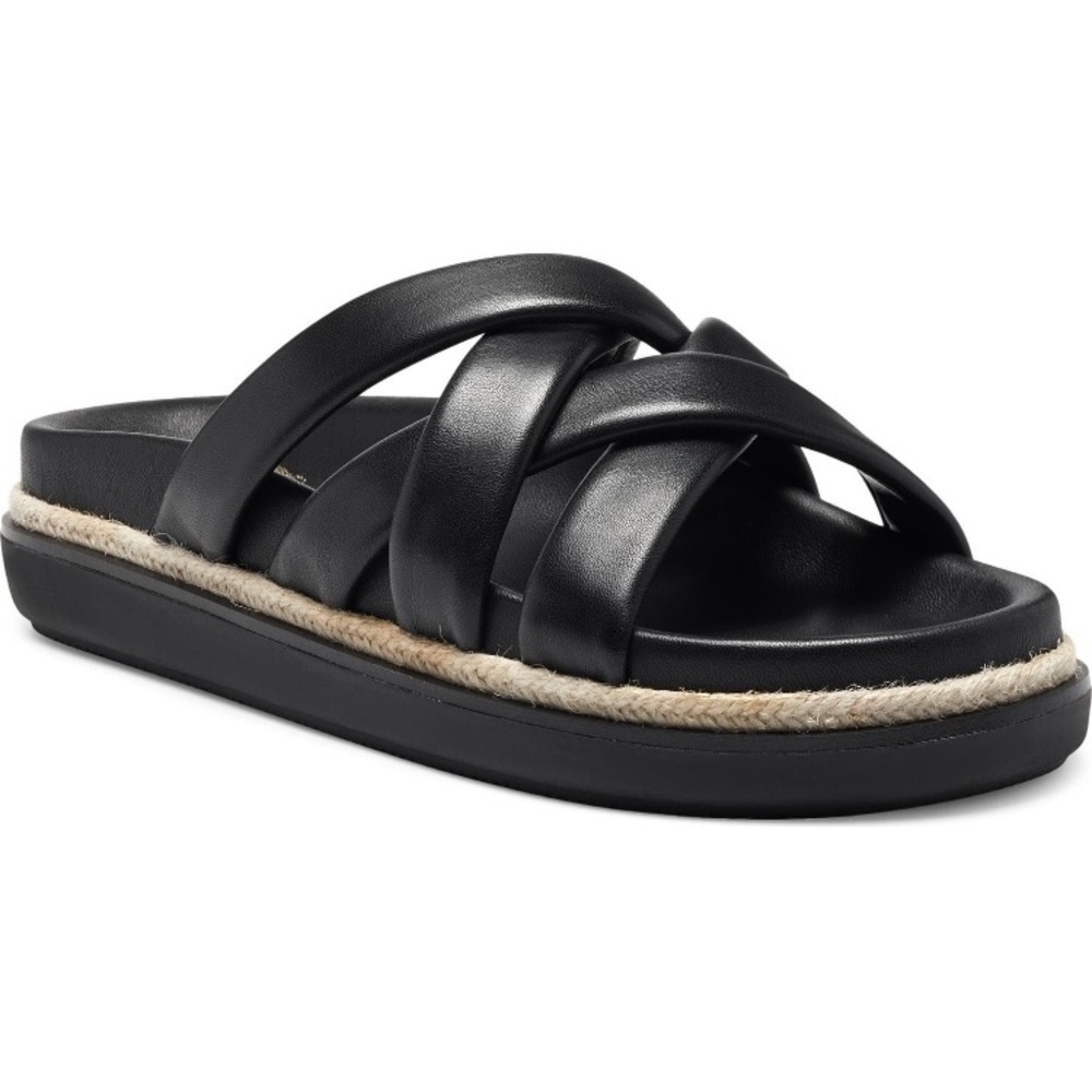 New Vince Camuto Chavelle Leather Criss Cross Platform Slide Sandals